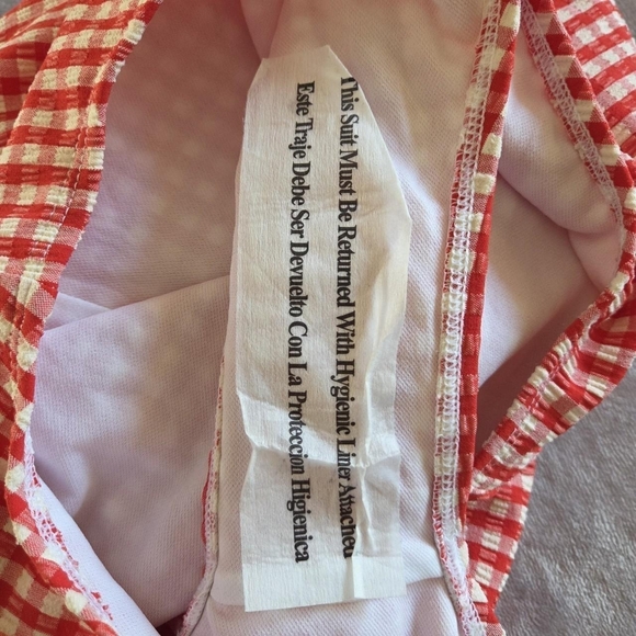 NWOT Shade & Shore Retro  Gingham One-Piece Swimsuit Red and White Size L - Picture 6 of 6